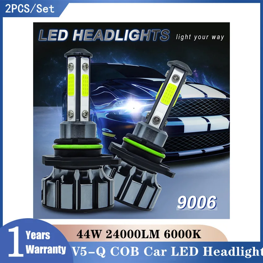 

V5-Q 2 шт./компл. COB Автомобильные фары 9006/HB4 Сверхъяркие Автомобильные фары 9005/HB3 светодиодная автомобильная лампа 44 Вт 6000 лм K Автомобильные фа...