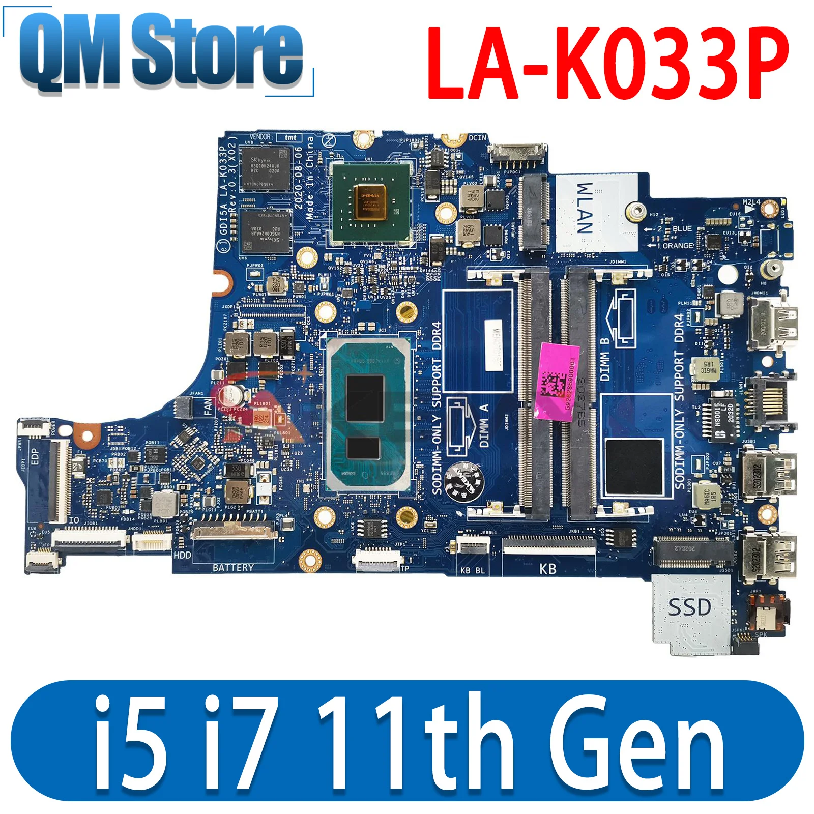 

Материнская плата GD15A для ноутбука Dell Inspiron 3500 3501 Vostro 3400 с центральным процессором LA-K033P GPU MX330 2G DDR4, протестирована