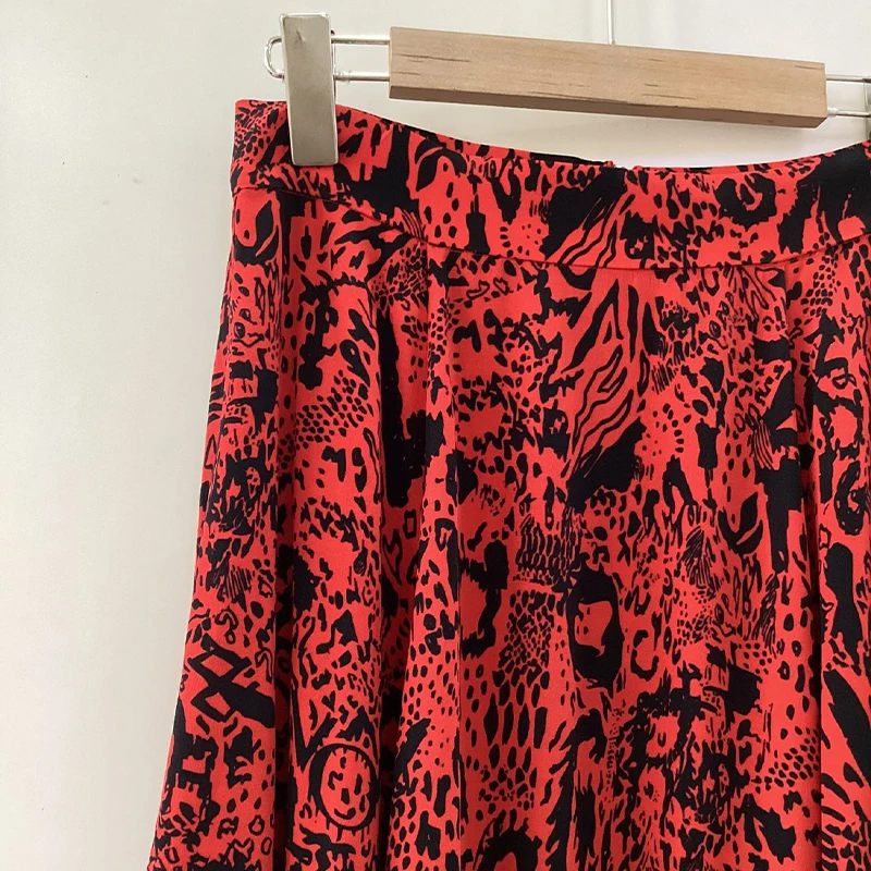 Zadig Летняя юбка женская шикарная черная длинная полуюбка с принтом повседневная