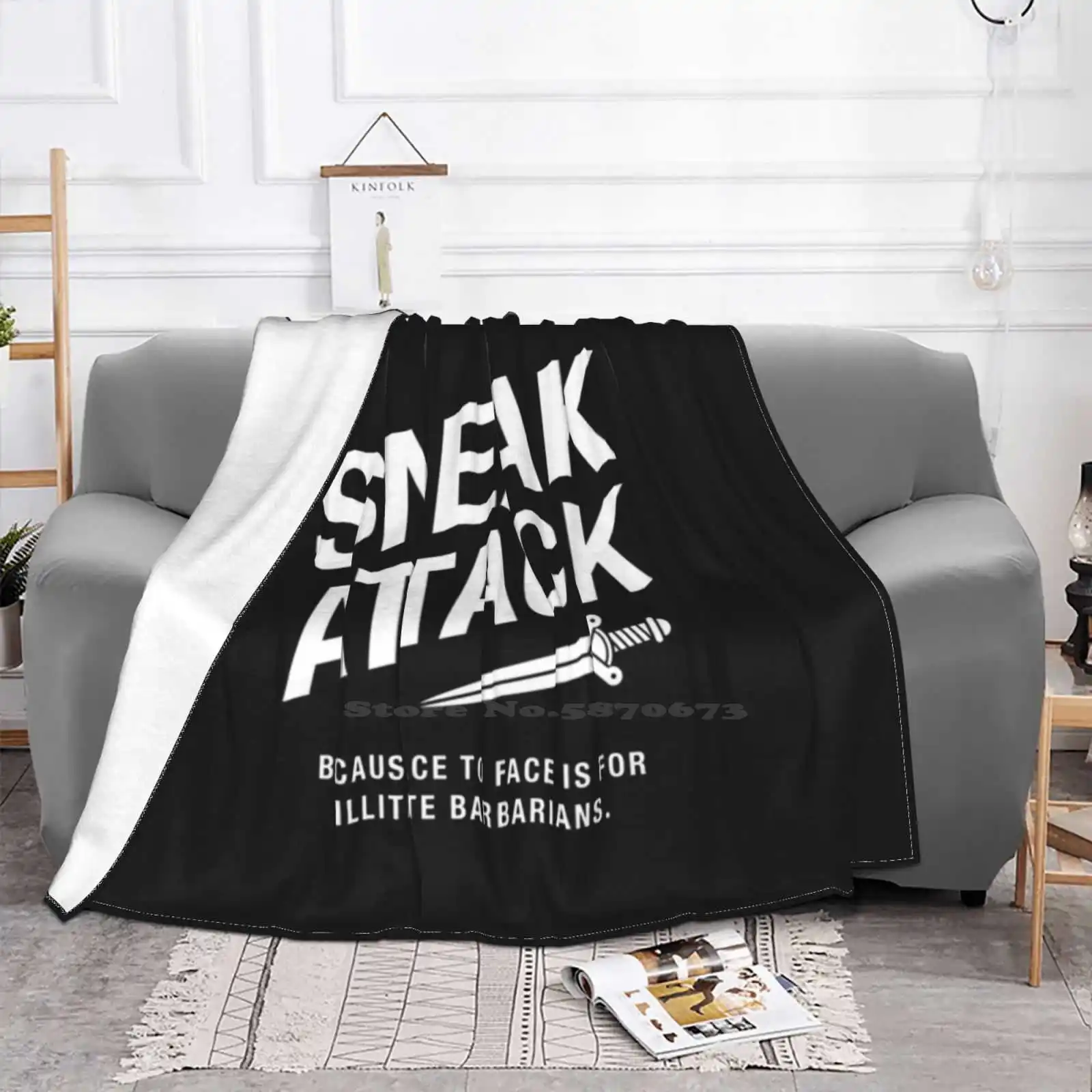 Rogue Sneak Attack Illiterate Barbarians Gaming Trend Стиль Забавное модное мягкое одеяло Dnd D And Pathfinder Rogues