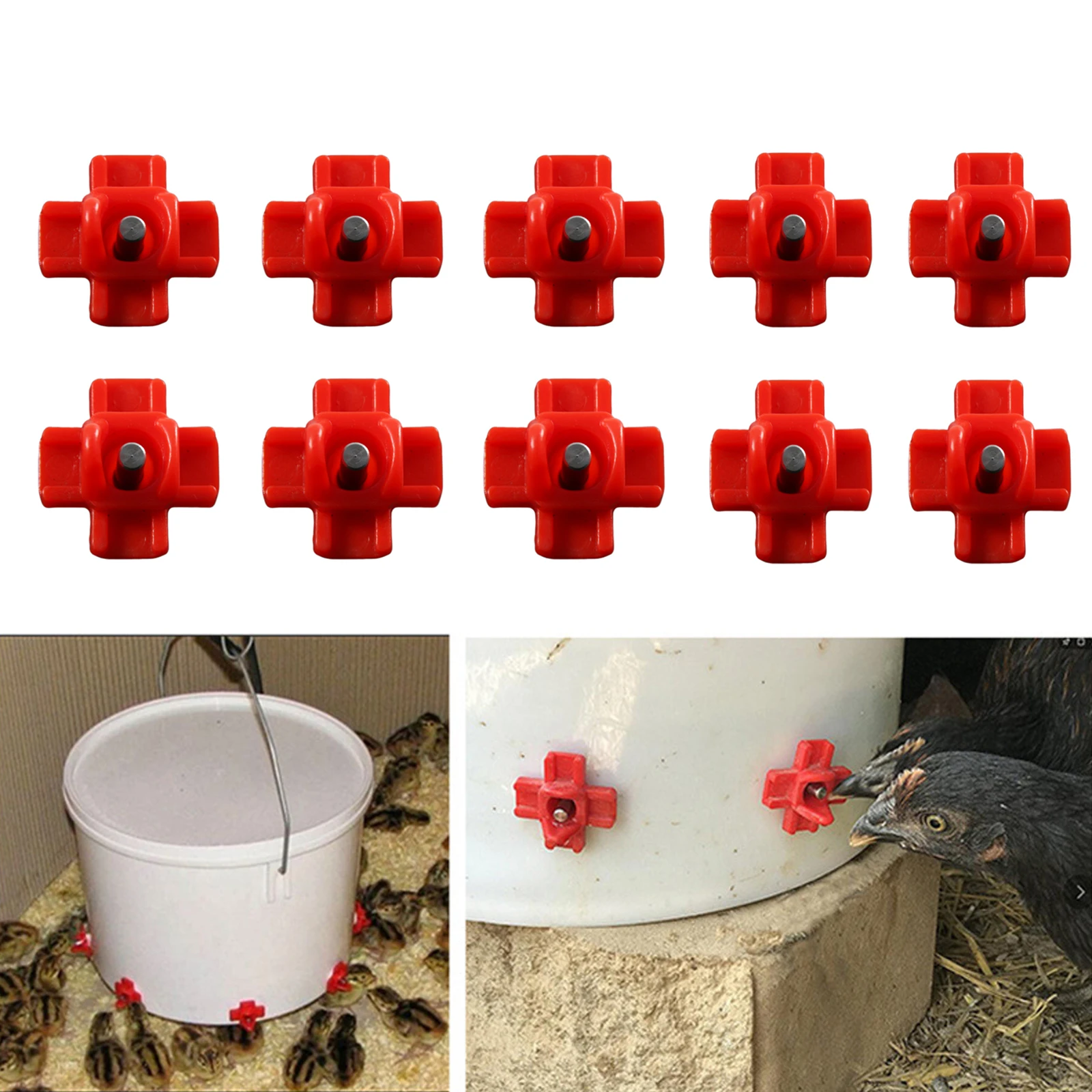 10PC Automatic Chicken Waterer Hens Quail Birds Drinking Bowls Chicken Coop Chick Nipple Drinkers Poultry for Animal Supplies