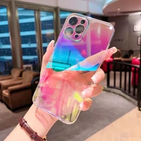 transparent gradient laser phone case for iphone 13 11 12 pro max x xs max xr 7 8 plus 11pro aurora soft bumper back cover cases