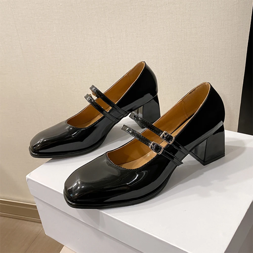 Retro Mary Jane shoes woman's head shallow mouth thick women single shoes assorted fairy wind late night shoes