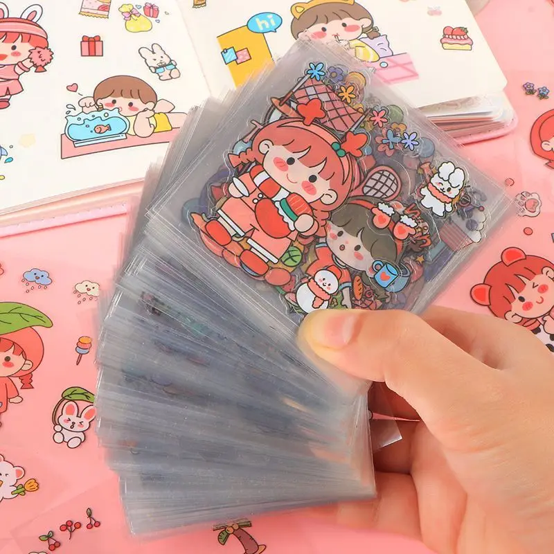 

Забавные и неповторяющиеся наклейки на ручную учетную запись, милые Мультяшные персонажи для девочек, милые декоративные материалы, красивые маленькие наклейки