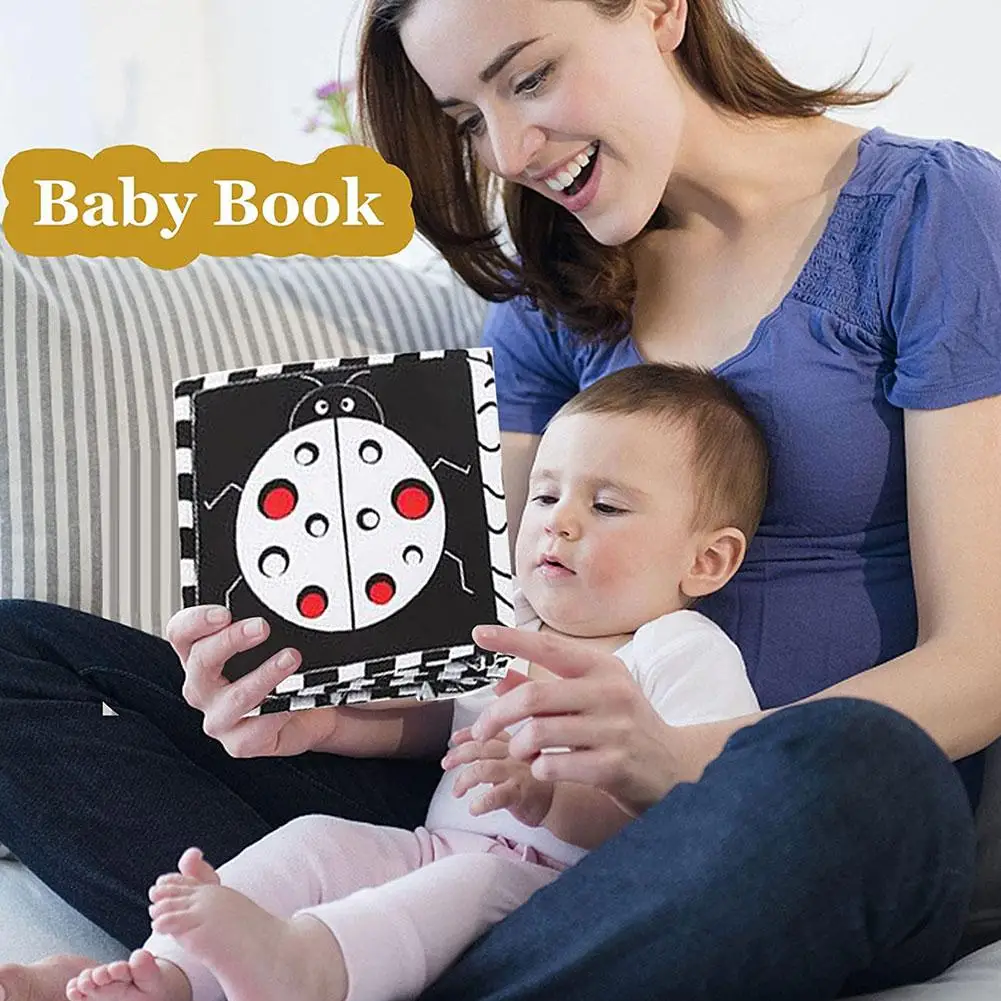 

Детские игрушки 0-12 месяцев, новые игрушки для детской кроватки, черные тканевые детские книги Монтессори с белыми животными и книжками C1P5