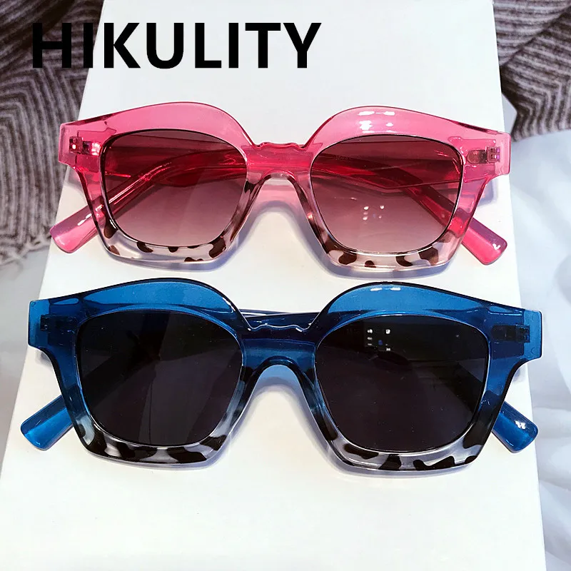 

Очки солнцезащитные женские в стиле пэчворк, небольшие винтажные квадратные солнечные аксессуары с градиентом, с розовым леопардовым прин...