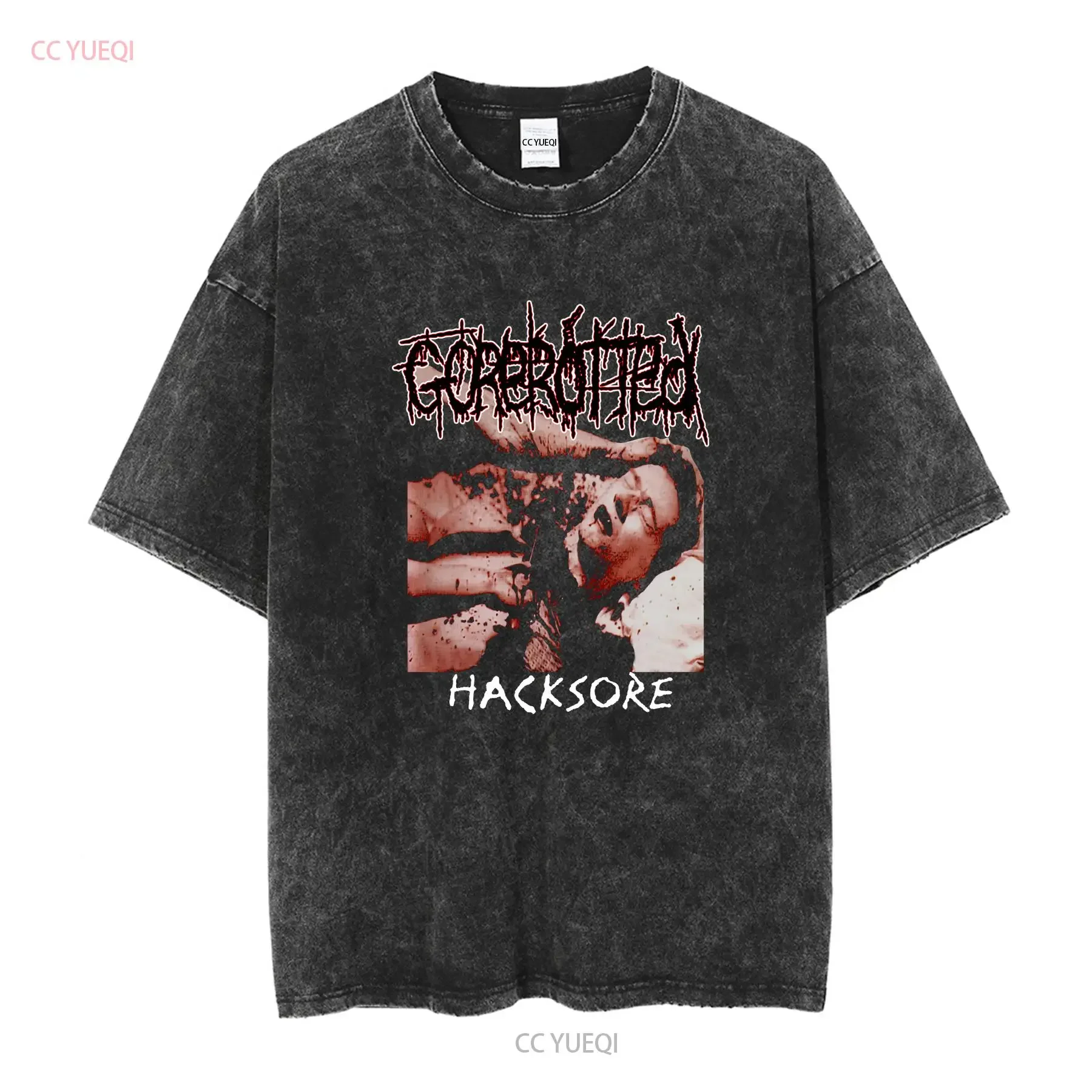 Фото Винтажная футболка Gorerotted Hacksore 2000, XL Mutilated In Minutes Grindcore Metal с длинными или короткими рукавами, винтажная стираная футболка №2