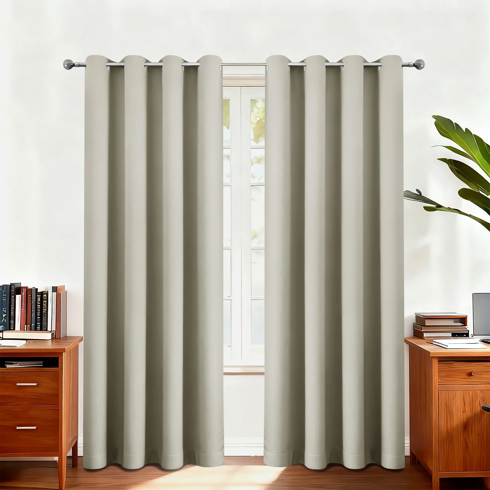 

Шторы 2 панели светоблокирующие серые 100% полиэстер