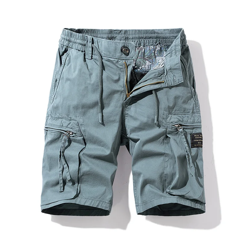 

2022 Men's Cargo Shorts For Male Clothing Summer Clothes Casual Bermuda Cotton Homme Chores Load Shores Of Green Streetwear Z414
