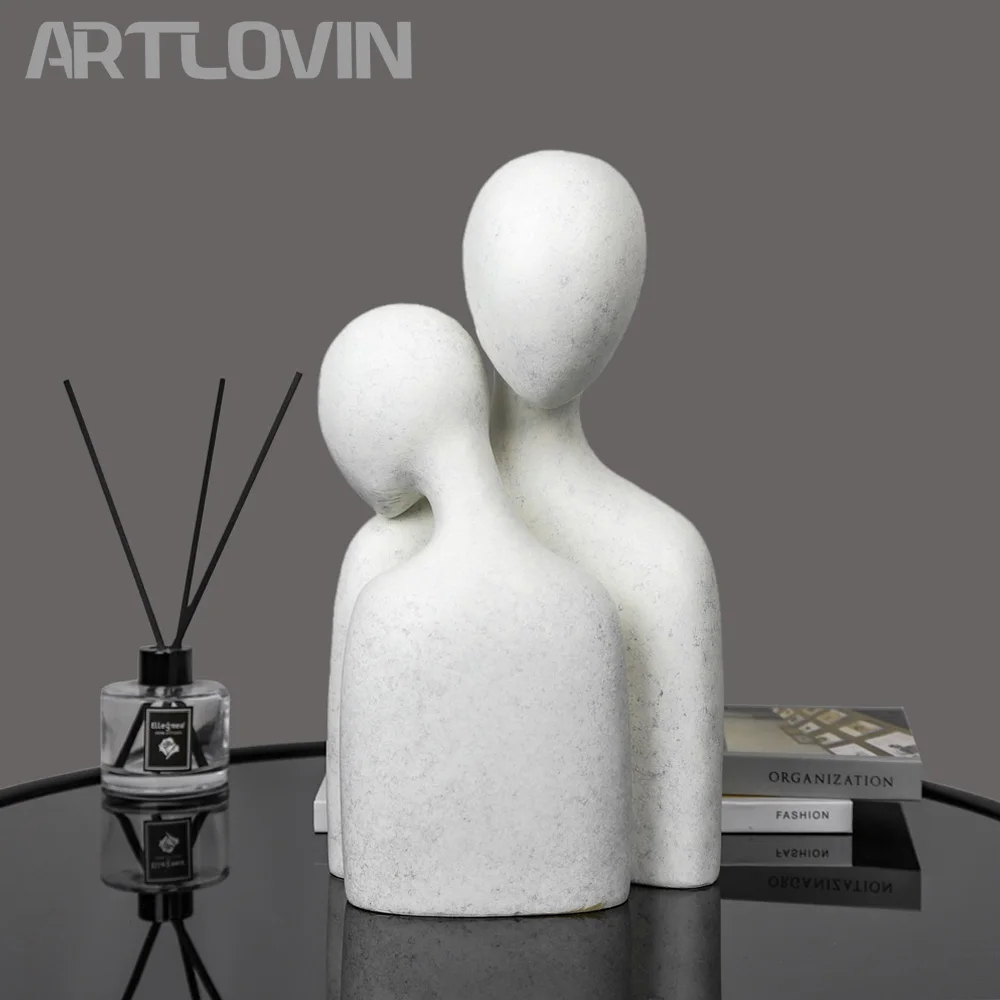 

Nordic Abstract Couple Statues Resin People Sculpture Lover Bust Ornaments Home Decoration Large Size Man Woman Figurines White