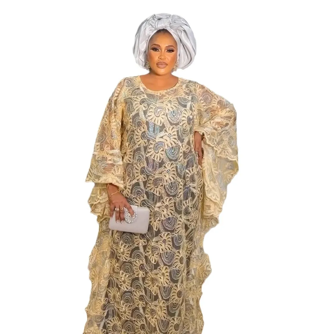 Африканские платья для женщин традиционное кружевное платье Дашики Boubou большие