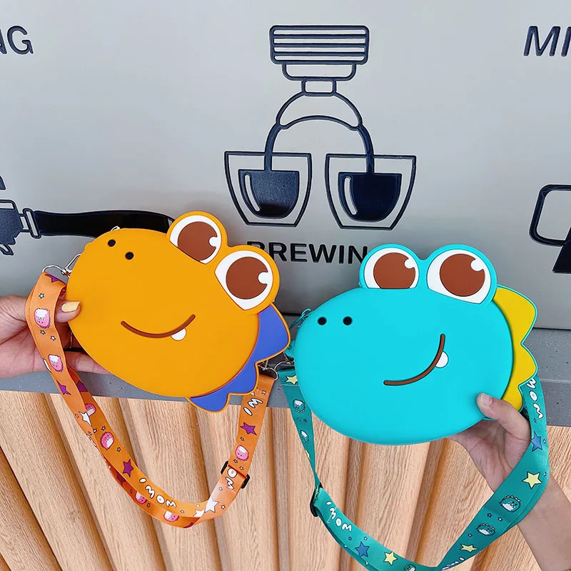 New Creative Dinosaur Parent-child Diagonal Bags Fashion Girls Boys Silicon Children Cute Cartoon Shoulder Bag In Kindergarten