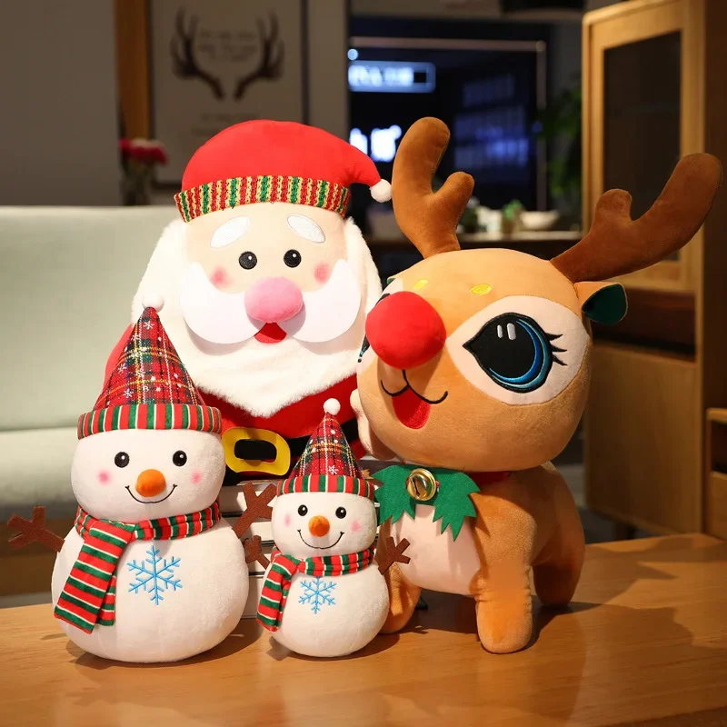 

Милый олень Санта-Клаус, плюшевая игрушка, мягкая Милая олень, снеговик, набивные животные, подушка, кукла, диван, украшение для детей, подарок на Рождество