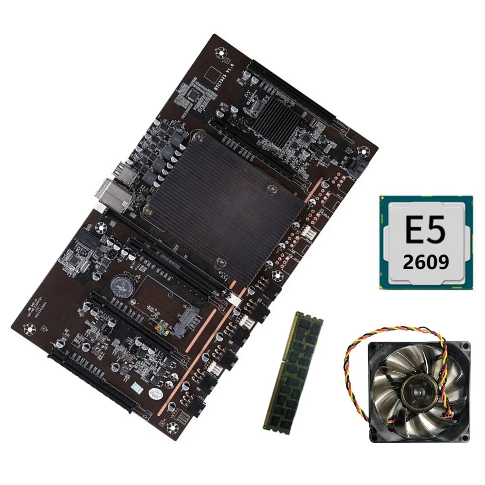 

H61 X79 BTC Miner Motherboard LGA 2011 Support 3060 3070 3080 Graphics Card with E5 2609 CPU+RECC 4G DDR3 RAM+Fan