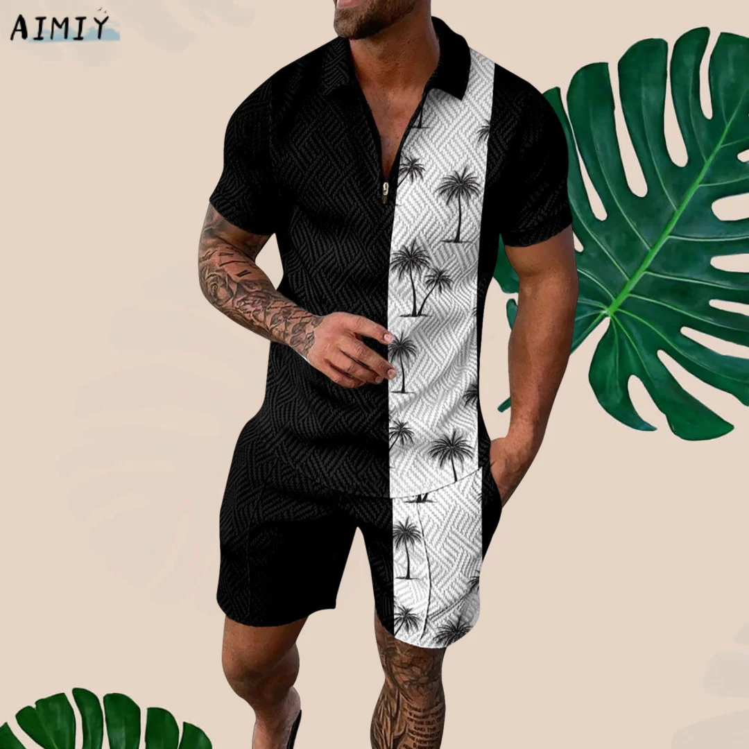 2023 Summer Men Polo Sets Tracksuits Sport 3d Print Oversized Short Sleeve T-Shirt Shorts Men's Clothing Gym Sportswear Clothes