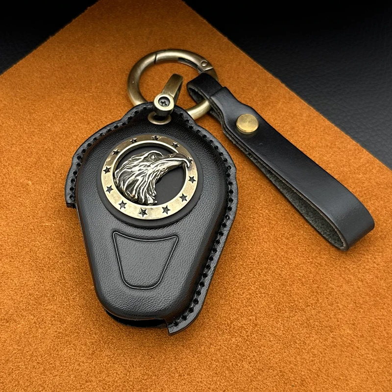 Умный брелок из натуральной кожи для Мотоциклов Harley Davidson CVO, брелок с латунным знаком орла