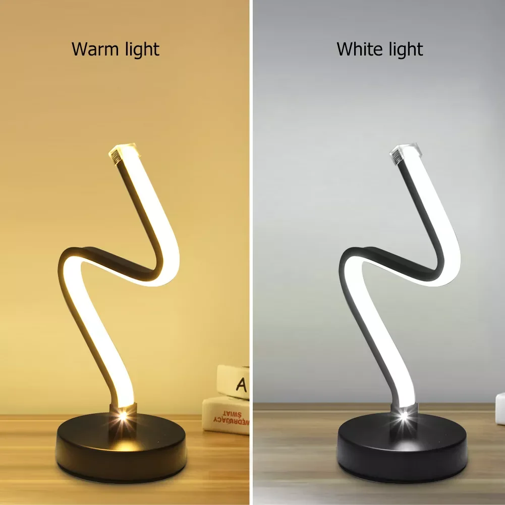 

2023NEW Spiral Shaped Light Curved Acrylic Nordic Desk Table Lamp Bedside Lamp Bedroom Night Lights Modern Home Decoration