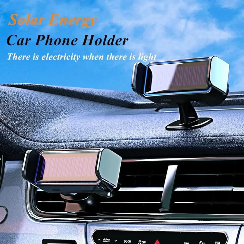 

Solar Car Phone Holder Electric Induction Bracket Car Air Vent Clip Phone Stand Rotatable Solar Dash Board Holder For IPhone