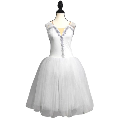 Балетная юбка-пачка для выступлений, белое профессиональное танцевальное балетное платье для взрослых, длинное сказочное платье, костюм для балета для девочек и детей