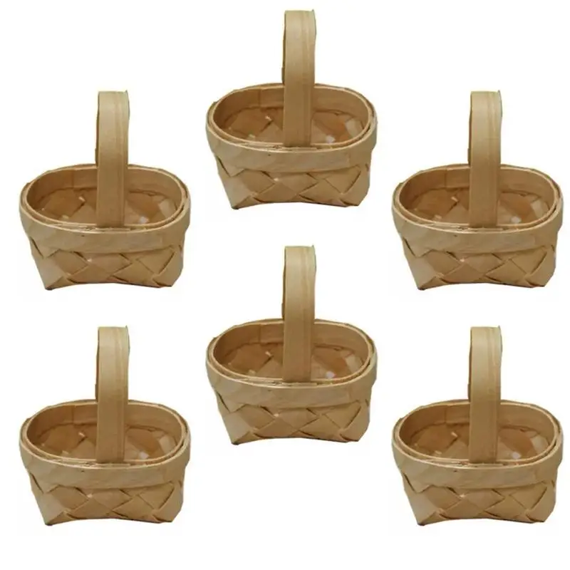 

6pcs Wedding Handmade Candy Basket Retro Party Candy Case Mini Gift Baskets Chocolate Candy Gift Box Basket Wedding Packaging