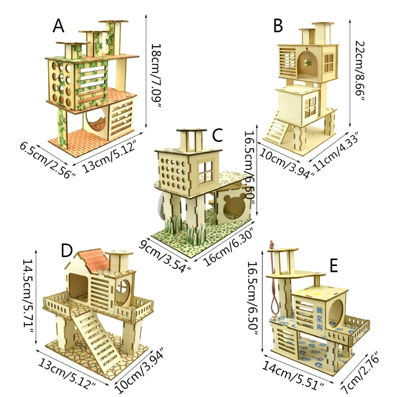 hamster wooden house villa easy to assemble small pets climbing toy hideout for squirrel cage accessories 5 colors free global shipping