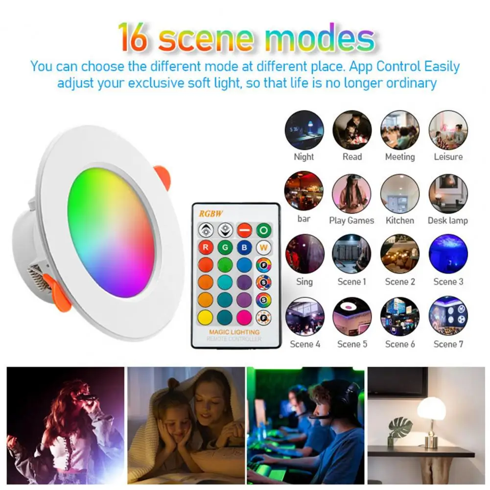 

Smart LED Downlight APP Control Multiple Lighting Modes Energy-saving Remote Control Smart LED Wall Lamp Decoration for Home