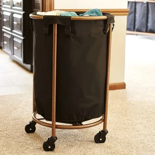 

Durable Laundry Hamper with Wheels, Black and Brown