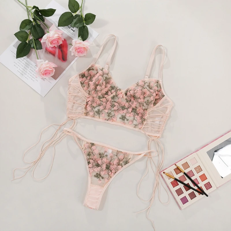 

Embroidery Flower Lace Lingerie Set Solid Sexy Lingerie Two-piece Underwear Exotic Sets Female Underwear Women Set Fast Reach