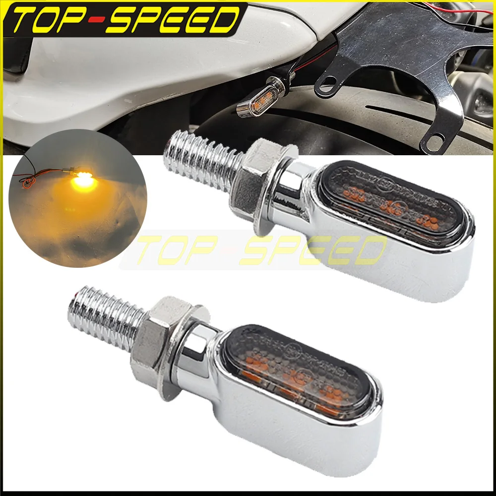 

1 Pair LED Mini Universal Motorcycle 8mm Bolt Turn Signal Indicators Light For Harley Dyna FXDL FXDF FXDWG FLD FXDB Street Bob