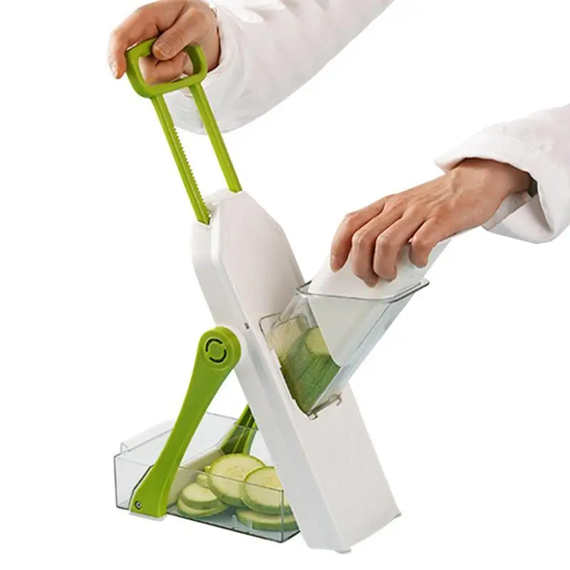 

Овощерезка, овощерезка, ручной измельчитель еды с 4 резаками, кухонные инструменты, многофункциональный резак с контейнером