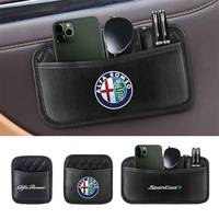 1pcs car door side trunk seat auto pocket multi use leather storage bag for alfa romeo giulia mito giulietta sportiva 147 gt 159