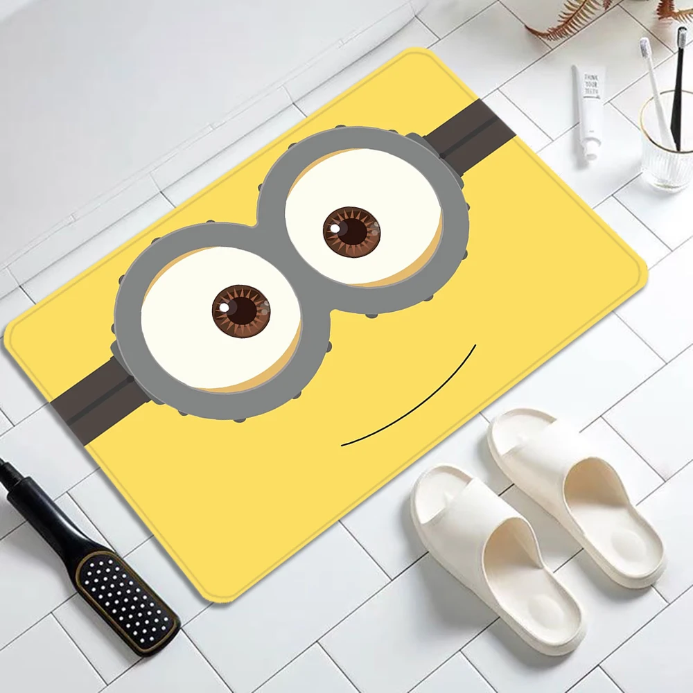 

Cute Cartoon Minions Floor Carpet for Bathroom Living Room Front Door Mats Flannel Kitchen Rugs Hallway Entrance Mat
