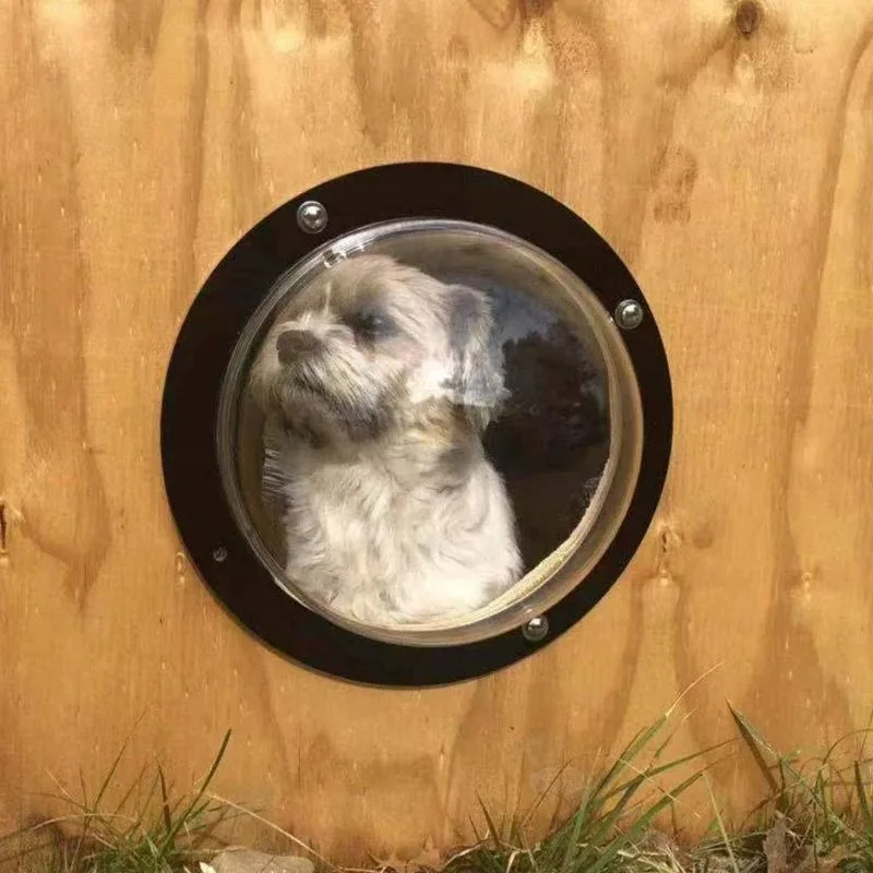 

Dog Porthole Window Round Transparent for Fence Pet Peek Look Out Durable Acrylic Reduced Barking Pet Supplies