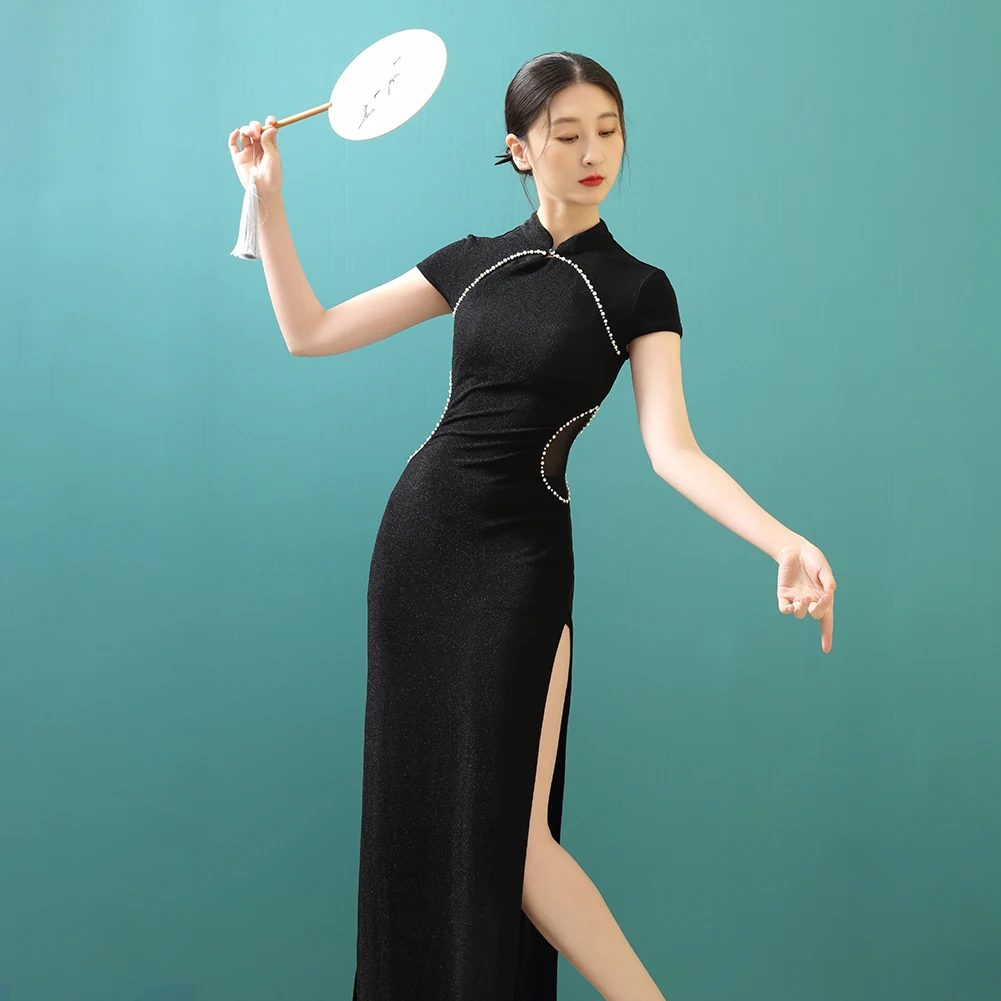 Женское китайское платье-Ципао с воротником-стойкой облегающее платье коротким