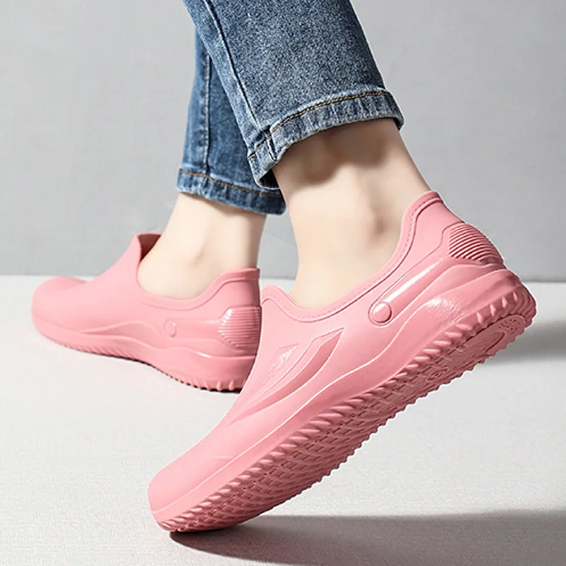 Новые женские модные неглубокие ботинки из ПВХ Нескользящие водонепроницаемые