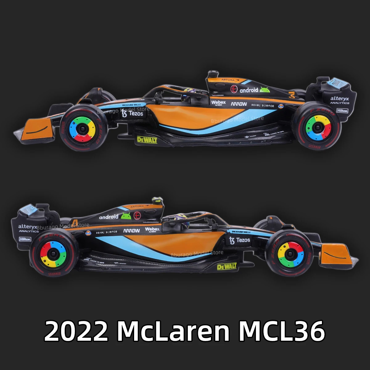 

Bburago 1:43 2022 McLaren MCL36 C42 F1-75 RB18 W13 F1 Formula Racing Car Static Simulation Diecast Alloy Model Car Acrylic Box