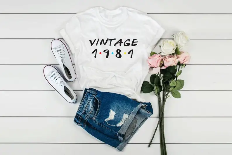 

40th birthday shirt Birthday Shirt vintage 1981 tshirt Personalized gift Gift For Women Man 40th harajuku y2k aesthetic