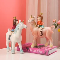 creative nordic fairy tale unicorn girl home crafts decoration valentines day childrens room living room ornaments