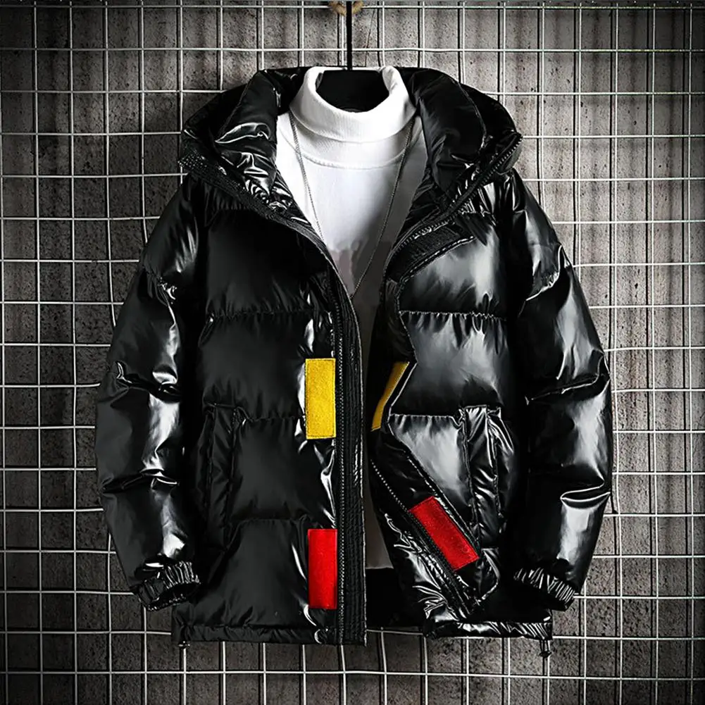 Popular Men Overcoat Quilted Washable Windproof Elastic Cuff Jacket  Thicken Men Windbreaker for Daily Wear