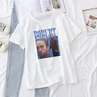 Футболка в стиле Харадзюку с изображением Роберта Паттинсона, стоящего мема, Женская белая футболка с рисунком, топы, футболки с изображением Роба, модная футболка с коротким рукавом