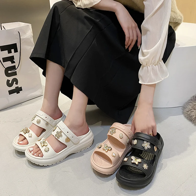 Fashion Women's Sandals DIY Accessories Disassembled At Will with Thick 6cm Bottom EVA Material Non-slip Wear-resistant Shoes