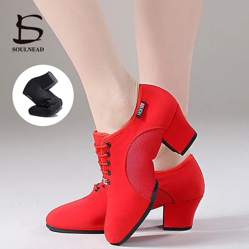 

Woman Latin Dance Shoes Ballroom Jazz Training Shoes Gilrs Salsa Tango Dance Shoe High Heels 5cm Women Modern Dancing Sneakers