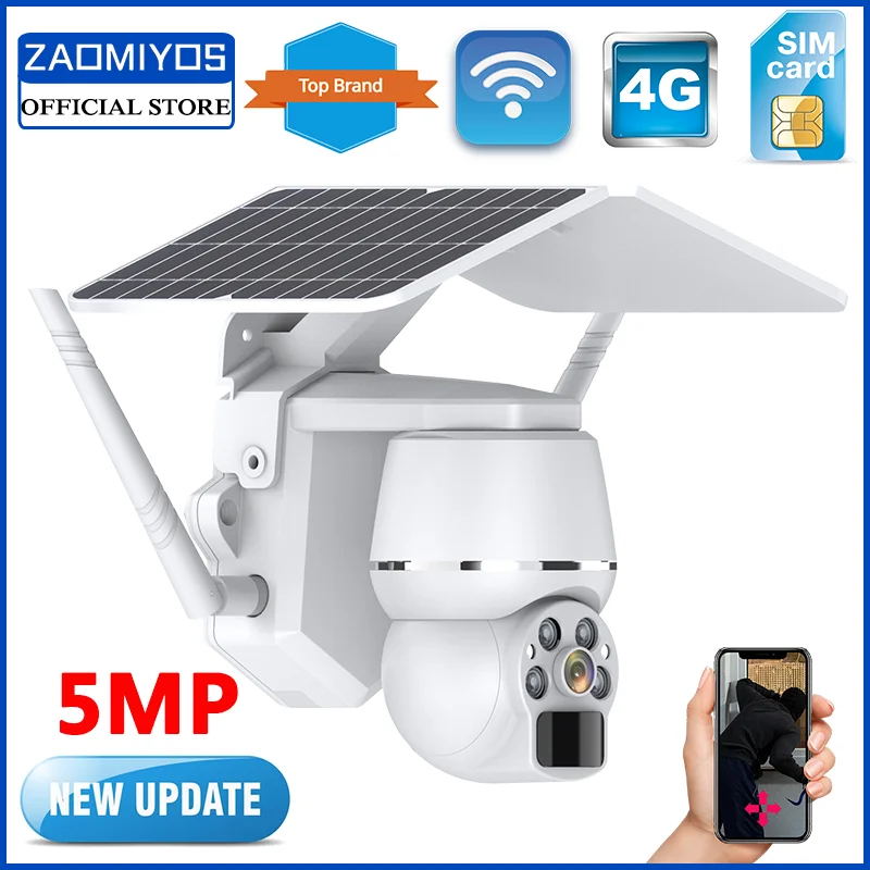 4G LTE SIM card Solar Powered Wireless Security Camera 5MP WIFI IP Camera Outdoor Hunting PIR Motion Remote Monitor camera