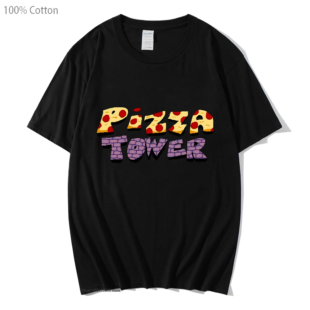 

Pizza Tower Shirt Hot Game Graphic T Shirt O-neck 100% Cotton Short Sleeve T-Shirts for Men Summer Short Sleeve Clothing Women