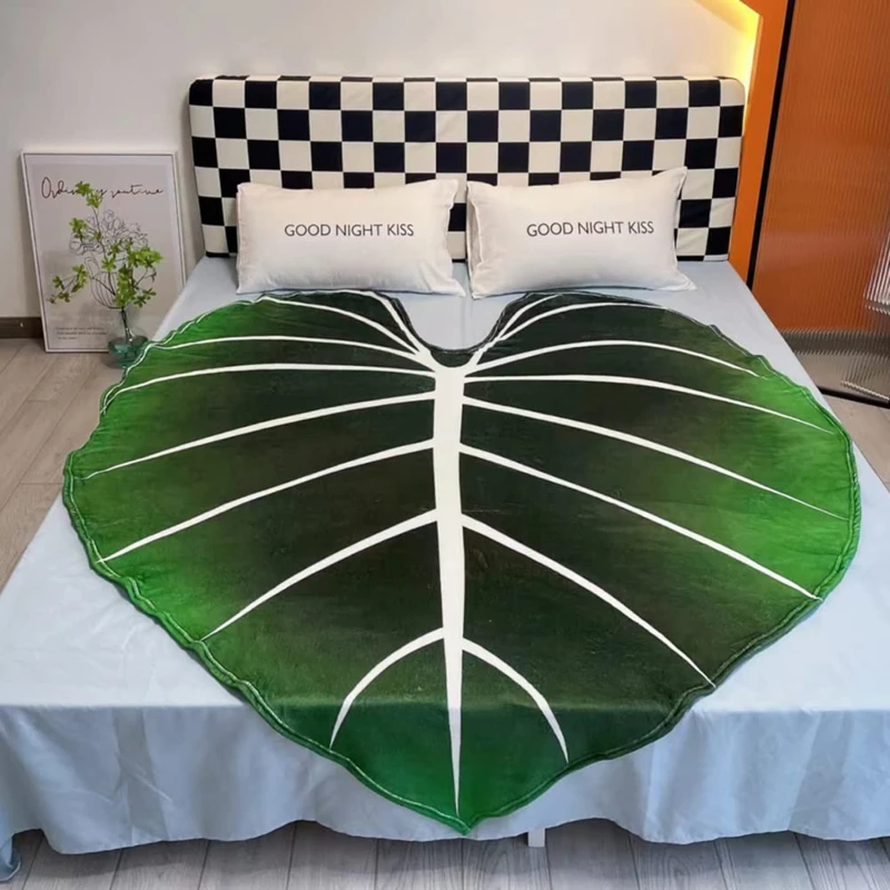 

Large Leaf Blanket Soft Leaves Polyester Gloriosum Leaf Blankets for Beds Sofa Cozy Beach Blanket Funny Birthday Gift Manta