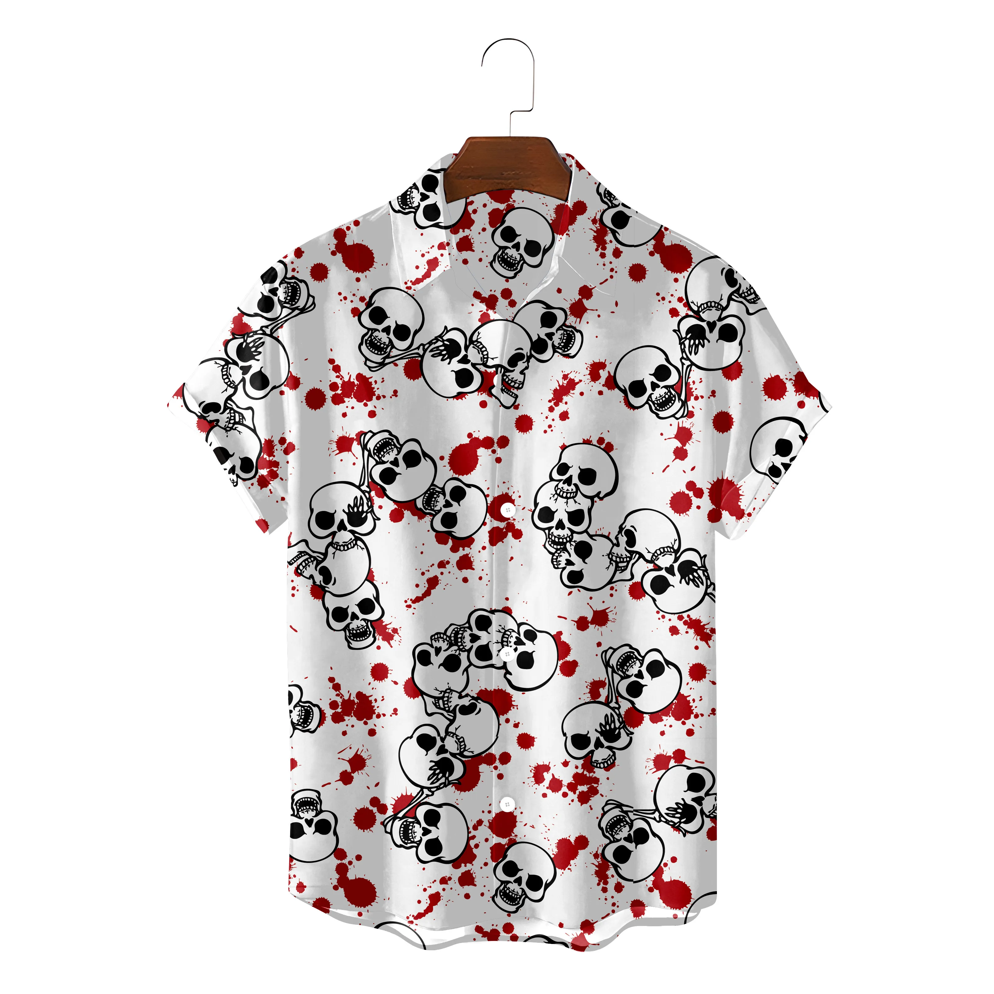 

Модная гавайская рубашка для мужчин, летняя пляжная одежда, рубашка с рисунком скелета, черепа, блузки, уличная одежда на пуговицах
