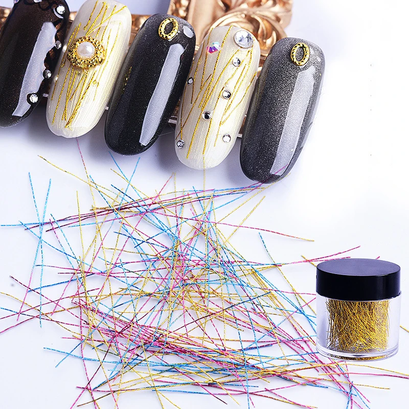 

1 коробка Золотая Серебряная проволока красочная нить 3D дизайн ногтей украшение нежный модный сплав аксессуары для маникюра оптовая продаж...