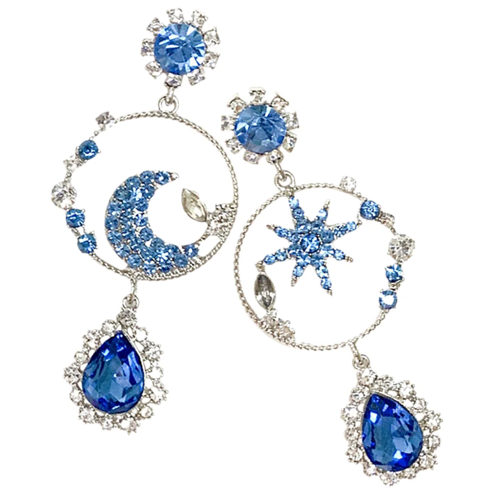 

1 Pair Asymmetric Dangle Earrings Moon Star Asymmetric Earrings Women Drop Earrings
