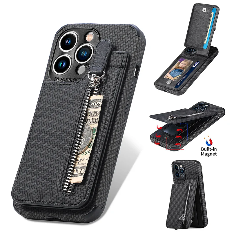 Luxury Wallet Leather Phone Cases For iPhone 14 Pro Max 13 12 11 Magnetic Shockproof Flip Protective Cover With Card Slot Coque