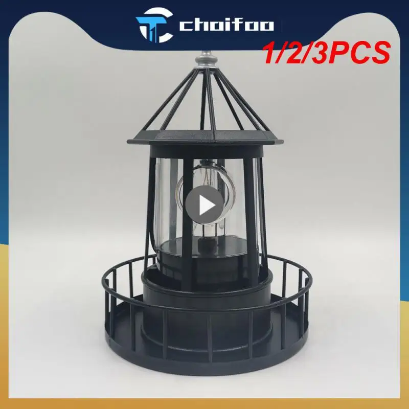 

1/2/3PCS Rotating Lighthouse Solar Light Outdoor Rotating Beam Sensor Beacon Lamp Yard Fence Garden Decoration